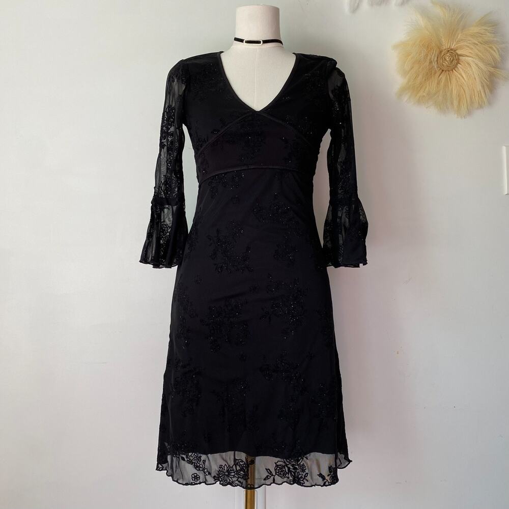VTG Jodi Kristopher Womens Y2K Whimsigoth Dress Size S Babydoll Velvet Burnout